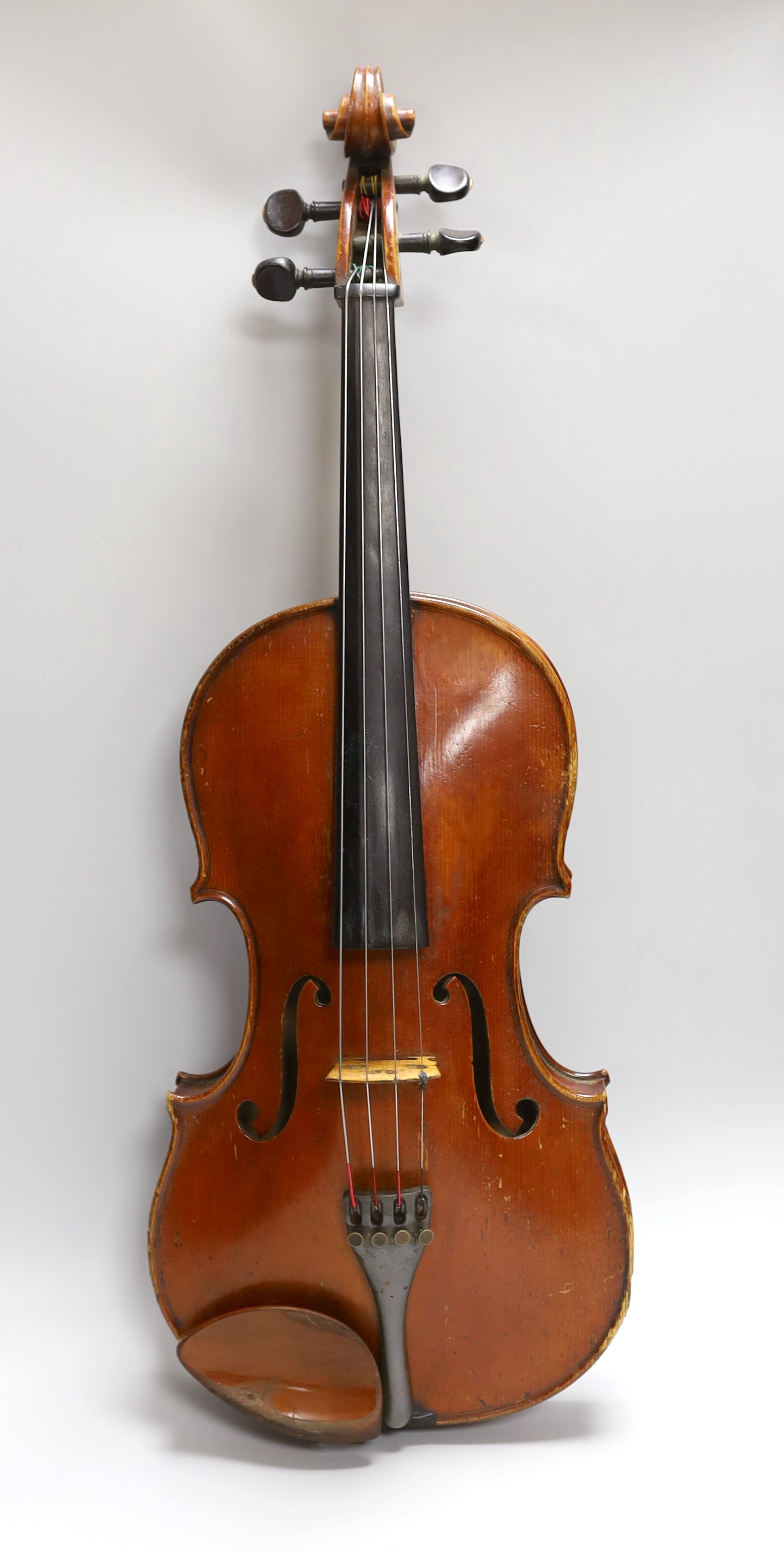 An early 20th century French viola labelled and branded Gustave Villaume, dated 1927, length of back 16.1/8inches (signed inside)